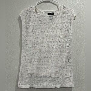 Lauren Jeans Co. Ralph Lauren lace Knit sleeveless White blouse Sz PL